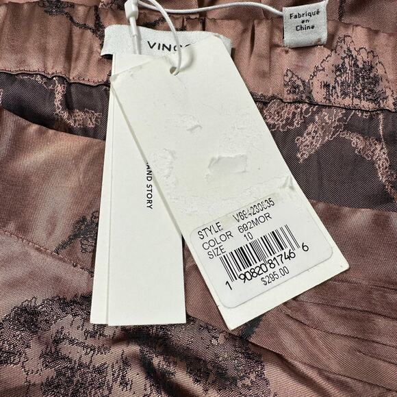 Vince Iris Floral Jacquard Twist Knot Midi Skirt Brown Women's Size 10 NWT NEW - Picture 5 of 12